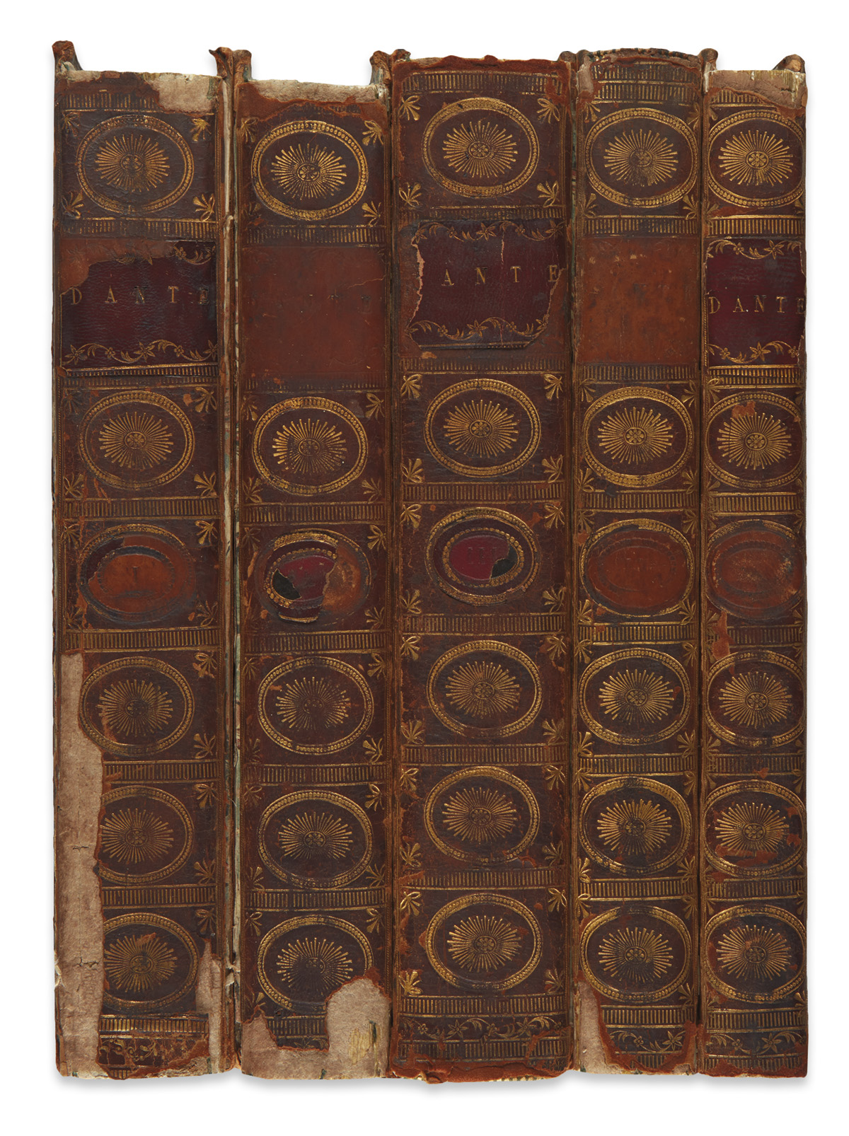 DANTE ALIGHIERI.  Opere.  4 vols. in 5.  1757-58.  Lacks last 2 leaves in Vol. 1 and 2 preliminary leaves in Vol. 4/1.